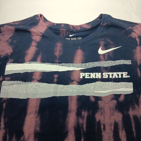 Penn State University T Shirt L Nike Tee Dri Fit Bleach Dye Blue Purple Athletic - Picture 2 of 10